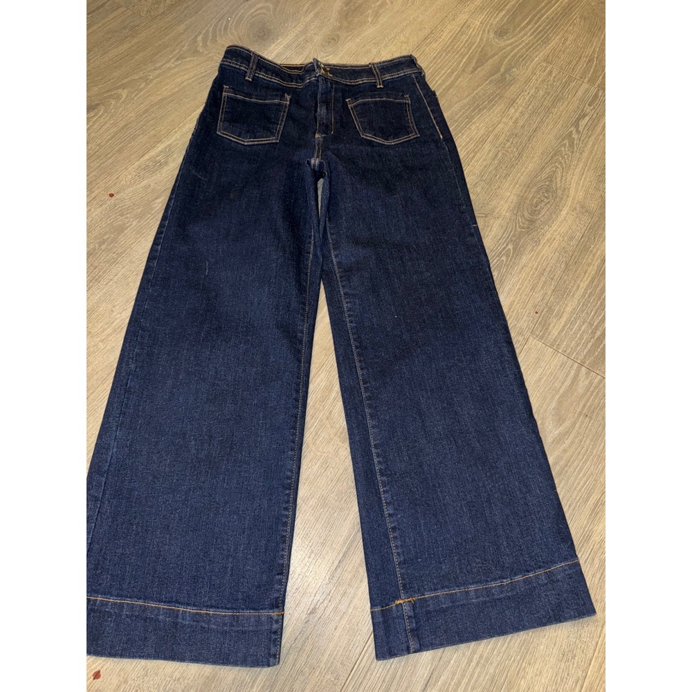 OAT New York Women Indigo Dark Wash Wide Leg High Rise Jeans 10/30 P0109-CA